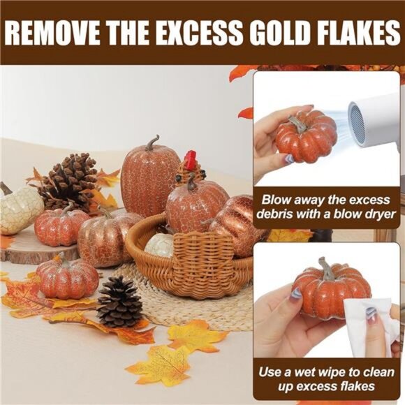 8-Piece Metal Cracked Design Foam Pumpkins for Halloween Thanksgiving‎ Fall Home - Picture 5 of 6